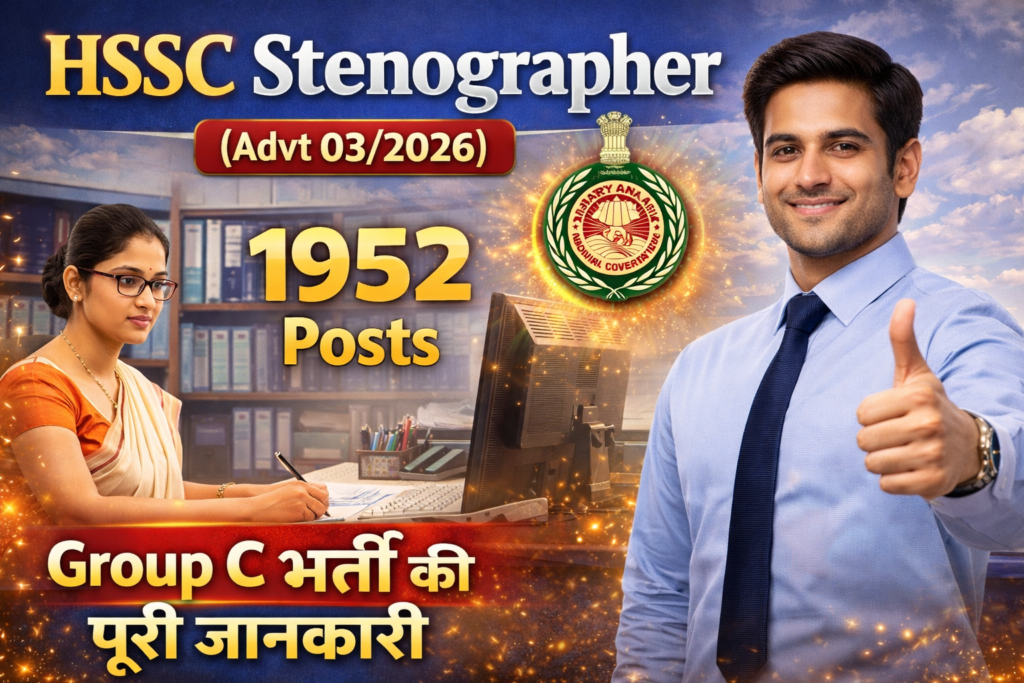 HSSC Stenographer (Advt 03/2026): (1952 Posts) - Group C bharti ki puri jankari.